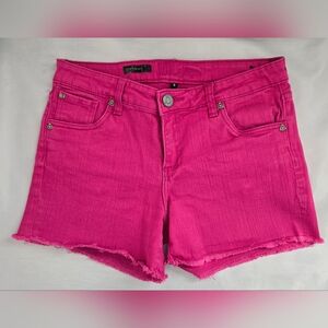 Kut From The Kloth Hot Pink Denim Shorts  Sz 8 Gidget Frey Mid Rise